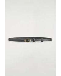 COS - Oval-Buckle Slim Leather Belt - Lyst