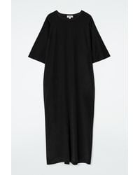 COS Pleated-skirt T-shirt Dress in Black | Lyst