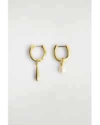 COS - Mismatched Teardrop Pearl Hoop Earrings - Lyst