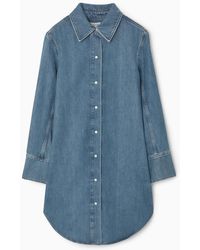 COS - Oversized Denim Mini Shirt Dress - Lyst