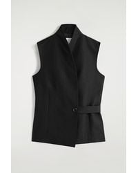 COS - Shawl-Collar Belted Linen-Blend Waistcoat - Lyst