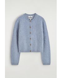 COS - Brushed Pure Cashmere Crew-Neck Cardigan - Lyst