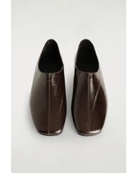 COS - Square-Toe Eel-Effect Leather Flats - Lyst