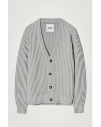 COS - Chunky V-neck Silk-cotton Cardigan - Lyst