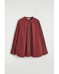 COS - Grandad-Collar Cotton Shirt - Lyst