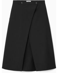 COS - Tailored Wool Midi Wrap Skirt - Lyst