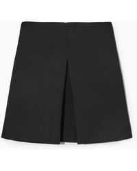 COS - Pleated Wool Mini Skirt - Lyst