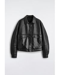COS - Leather Blouson Jacket - Lyst