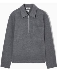 COS - Half-zip Wool-blend Sweater - Lyst