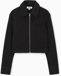 COS - Cropped Twill Zip-up Jacket - Lyst