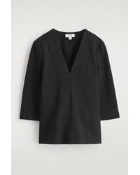 COS - Jersey V-Neck Top - Lyst