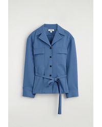 COS - Belted Merino Wool Blend Utility Shirt - Lyst