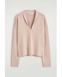 COS - Draped Merino Wool V-Neck Sweater - Lyst