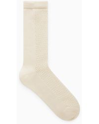 COS - Pointelle Silk-blend Ankle Socks - Lyst