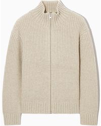 COS - Funnel-neck Knitted Wool Jacket - Lyst