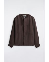 COS - Oversized Grandad-Collar Linen Shirt - Lyst
