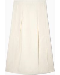 COS Pleated Linen-blend Midi Skirt - White