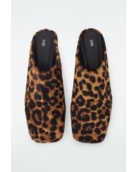 COS - Square-toe Leopard Pony-hair Mules - Lyst