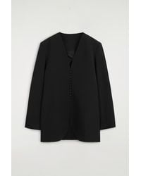 COS - Button-Detail Silk-Crepe Blazer - Lyst