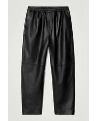 COS - Elasticated Tapered Leather JOGGERS - Lyst