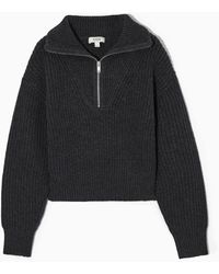 COS - Wool And Cotton Half-zip Jumper - Lyst