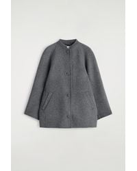 COS ダークグレー ウールジャケット ショート丈 SHORT DOUBLE-FACED WOOL JACKET ダブルフェイスウールショート