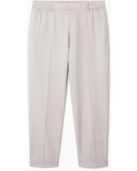 COS - Turn-up Wool-blend Straight-leg Trousers In Light Beige - Lyst