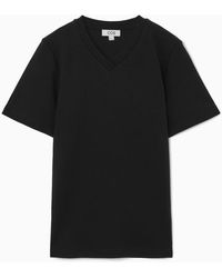 COS - Kastenförmiges T-shirt Mit V-ausschnitt - Lyst