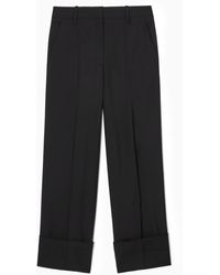 COS - Turn-up Wide-leg Wool Trousers - Lyst