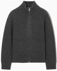 COS - Funnel-neck Knitted Wool Jacket - Lyst