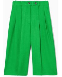 COS Tailored Linen-blend Bermuda Shorts - Green
