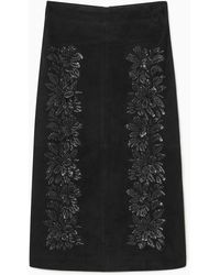 COS - Sequinned Suede Midi Skirt - Lyst