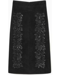 COS - Sequinned Suede Midi Skirt - Lyst