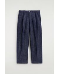 COS - Pleated Wide-Leg Denim Pants - Lyst