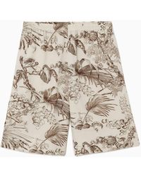 COS - Botanical-print Linen Shorts - Lyst