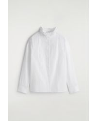 COS - Pintucked Cotton Blouse - Lyst