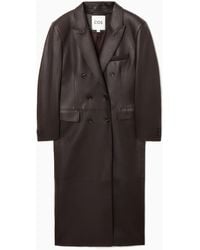 COS - Oversized Double-breasted Leather Coat - Lyst