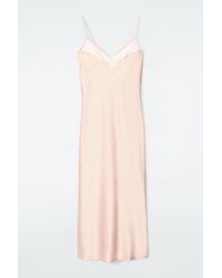 COS - Sheer-panel Silk Slip Dress - Lyst