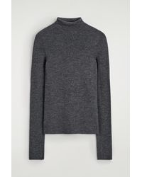 COS - Seamless Merino Wool High-Neck Long-Sleeved Top - Lyst