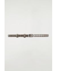 COS - Slim Croc-Effect Leather Belt - Lyst