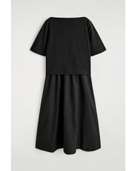 COS - Contrast-Panel Boat-Neck Midi Dress - Lyst
