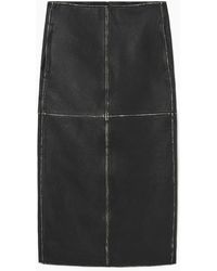 COS - Paneled Leather Racer Midi Skirt - Lyst