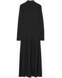 COS - Pleated Knitted Turtleneck Maxi Dress - Lyst