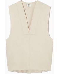COS Synthetic Slim-fit Pleated Vest in Beige Natural Womens Clothing Jackets Waistcoats and gilets 