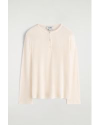 COS - Ribbed Wool Henley Top - Lyst