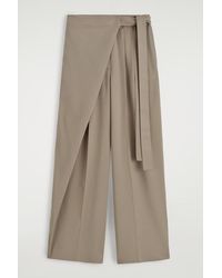 COS Asymmetric Wrap Trousers in Blue | Lyst