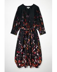 COS Floral Print Midi Dress - Black