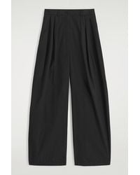 COS - Pleated Cotton Wide-Leg Trousers - Lyst
