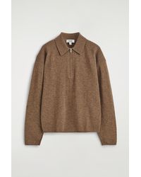 COS - Merino Wool-Yak Zip-Up Polo Shirt - Lyst