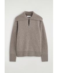 COS - V-Detail Cashmere Funnel-Neck Jumper - Lyst